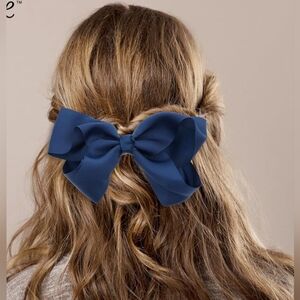 Hair Bow 5.5 Inch Grosgrain Hair Bow Clip For Woman And Girls (Navy Blue)
